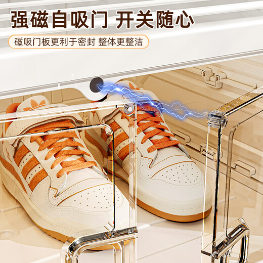 Ling Yuxun shoe box storage box transparent installation-free shoe cabinet all-in-one home door folding shoe rack for shoe storage artifact 1 column 8 layers can hold 16 pairs of shoes magnetic opening/dustproof and breathable
