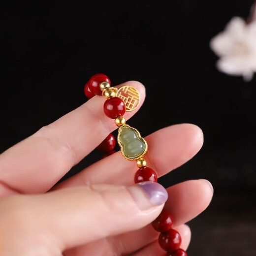 小红书同款仿帝王紫金砂朱砂手串福禄平安玉葫芦手链国风女款 8mm福牌葫芦