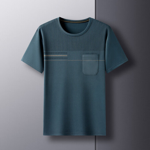 MrjeysXs Sommer loser runder Hals halbärmeliges Hemd Daddy Top kurzärmelig T-Shirt mittleren Alters und ältere Tascheneis Seiden Schnelltrocknende Freizeit Halb Navy 693 M 165 Empfohlen 90-118 Jin [Jin gleich 0,5 kg]