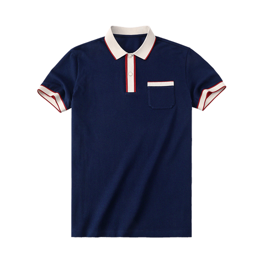 Mr. Bu POLO shirt button retro polo shirt summer new men's lapel short-sleeved college style AT12083 Navy L __175