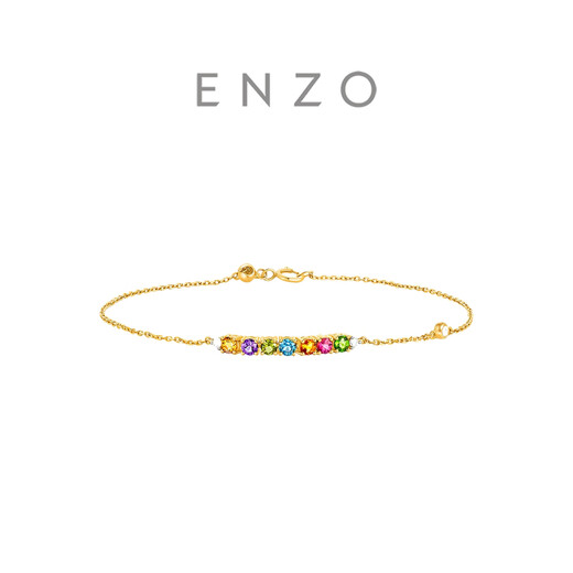 Chow Tai Fook ENZO Rainbow Series 18K Gold Colorful Gemstone Diamond Bracelet for Women 17.5cm EZV8483