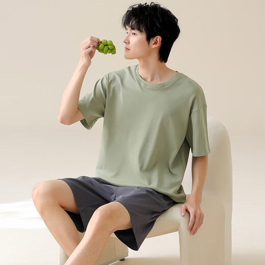 Pajamas à manches courtes pour hommes à manches courtes pour hommes à manches courtes pour hommes à manches courtes NOUVEAU ÉTÉ SUPPLES BARCHES HOME PURT COTTON peut être us