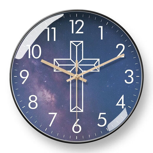 Creative Cross Wall Clock Living Room Bedroom Wall-Mounted Silent Clock Simple Clock Home Wall-Mounted Silent BF3271-Black Frame Golden Needle 8-inch Super Silent Stone Clock