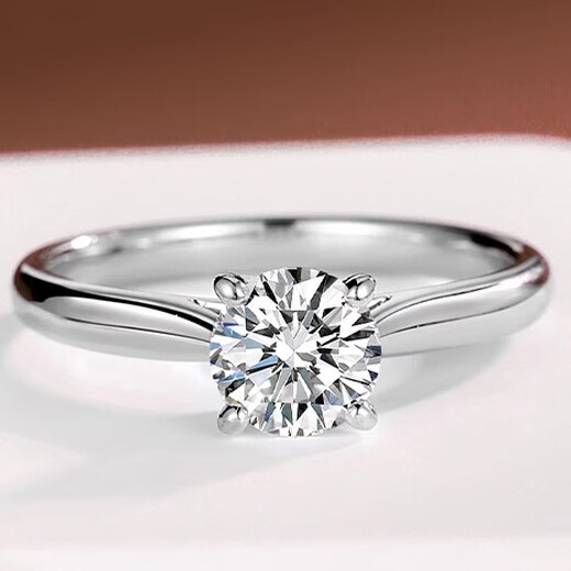 Junpoqifan 18k gold cultivated diamond ring for women classic four-claw real diamond one carat 50 points diamond engagement ring platinum PT950 50 points classic four-claw D VS1 No. 8 circle