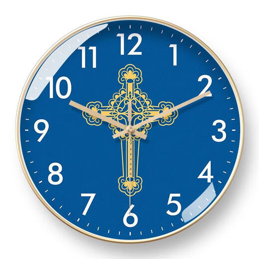 Creative Cross Wall Clock Living Room Bedroom Wall-Mounted Silent Clock Simple Clock Home Wall-Mounted Silent BF3271-Black Frame Golden Needle 8-inch Super Silent Stone Clock