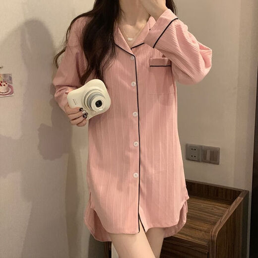 姿伟祺长袖睡裙女小个子家居服感2025 681#雅白色翻领裙(版) 175 L (95-110斤)