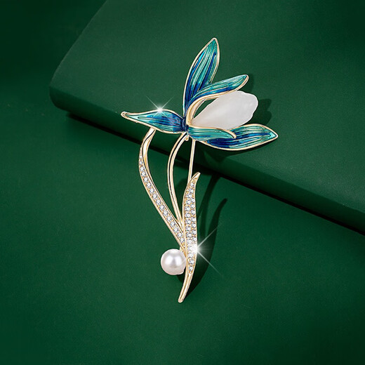 Kamalun (KAMALUN) Magnolia Pearl Brooch Women's Luxury High-end Brand Fashion Suit Sweater Pin Accessory Valentine's Day Gift Magnolia Brooch Three-piece Set