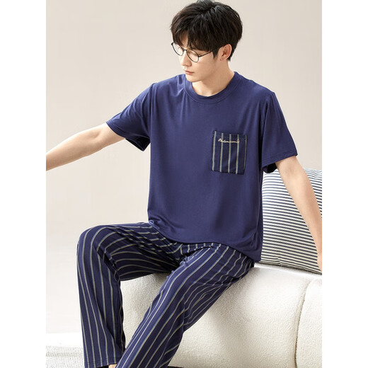 Yalu Modal Men's Pyjamas Summer 2025 Nouveaux vêtements de maison en soie à manches courtes de grande taille pour usure d'extérieur 6623 xl