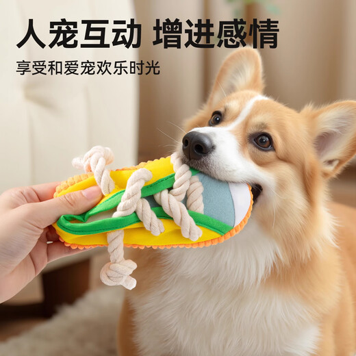 QiOh dog vocal slipper toy, self-pleasure and boredom relief artifact, rope knot, teeth grinding, chewing resistance, energy-consuming small and medium-sized dog toy, single pack, sea fog blue