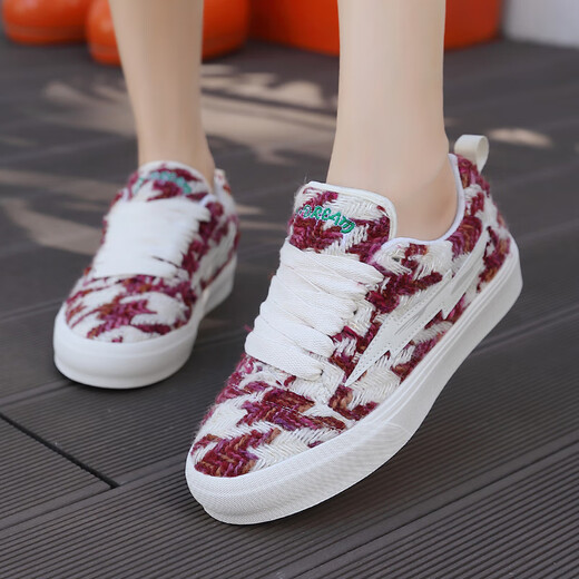 Lightning x Storm Picasso Pinturas Co-Branded Xiaoxiangfeng Women's Shoes Women Lightning Bread Bread Pareja Cabina deportiva Zapatos Men y mujeres D6227 Cherry Red 42