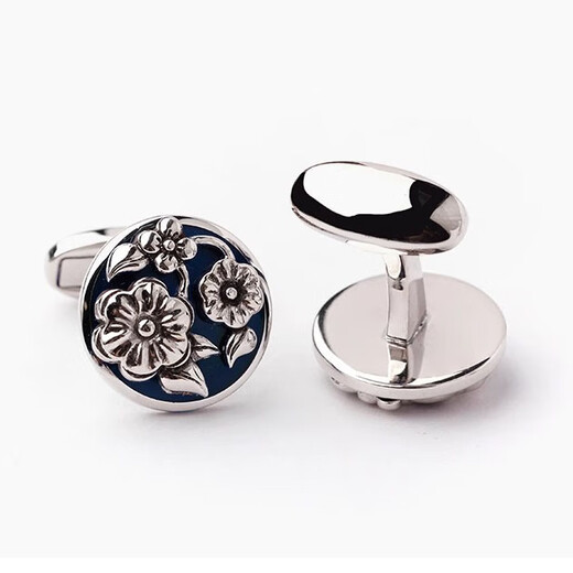 NOSSKISS new Chinese style exquisite retro handmade three-dimensional flower enamel cufflinks men's birthday gift engraved birthday gift gift purple gift box