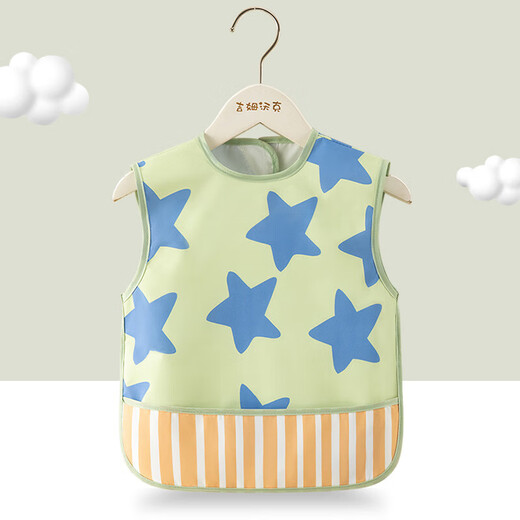 Baby comiendo babero impermeable y sucio verano para niños de verano cubierta de alimentos rosa arco rosa + estrellas azules 90 tamaños