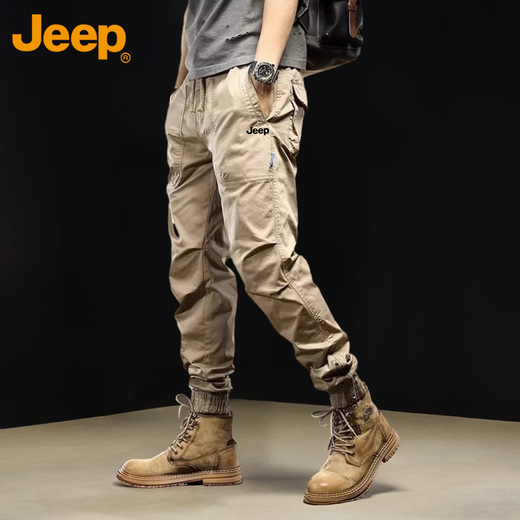 吉普（JEEP）美国正品束脚休闲裤男士时尚长裤2025年夏季新款潮美式工装裤 679黑色【Jeep官方】 28 【90-105斤】