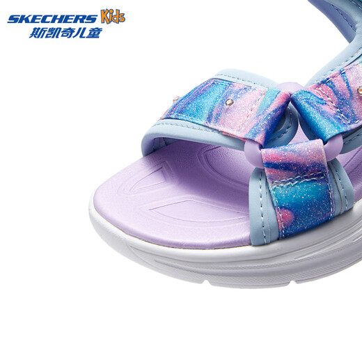 Skechers Summer Girls Velcro Sandals Fashion Flashing Casual Lightweight Versatile Comfortable Shoes Beach Shoes 303103L Light Blue/Multicolor/LBMT 27.5