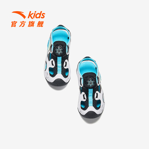 ANTA Children's Sandals Men's and Women's Shoes 2025 Summer New Jellyfish Knob Outdoor Baotou Beach Shoes Boys Anta White/Black 9970H-2 31