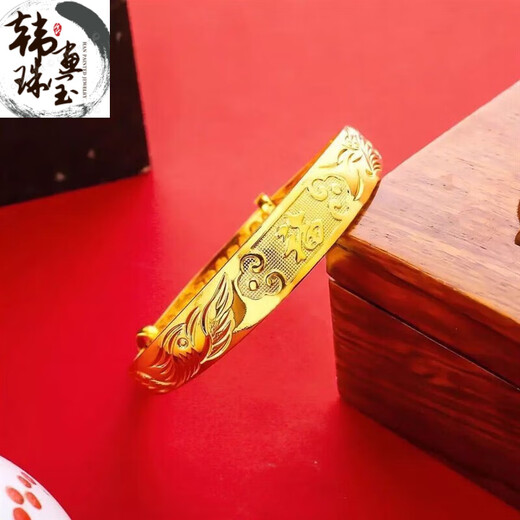 XCL Hong Kong Duty Free 9999 Real Gold Dragon and Phoenix Bracelet Women's Gypsophila Gold Solid Sand Gold Bracelet Bracelet Dragon and Phoenix Bracelet with Gift Box