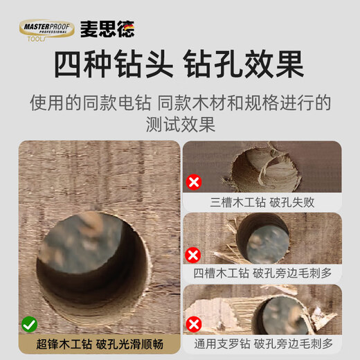 MASTERPROOF woodworking drill bit extended electric drill drill bit hole opener set hexagonal handle support Luo drill wood drill bit puncher hole expander