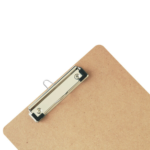 Clip de carton d'écriture Deli A4, clip puissant en métal, clip de menu en plastique, plaquette d'écriture multifonctionnelle, fournitures de bureau [Texture en bois de journal] Clip de tête plate / 3 mm 9226