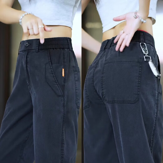 Woodpecker Lyocell Tencel casual pants men's spring and autumn straight pants men's versatile loose sports wide-leg long pants gray 32 (waist 2 feet 5) recommended 130-140 Jin Jin equals 0.5 kg to wear