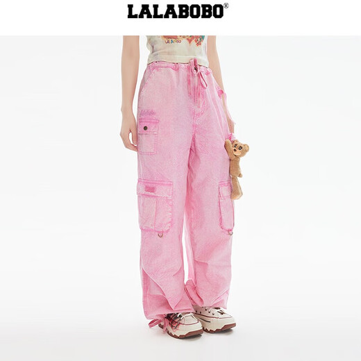 
LALABOBO [Mall Style] Three-dimensional Bear Multi-Pocket Working Pants for Women 25 New Loose Casual Wide Leg Pants LBEB-WXZC27 Khaki Regular M