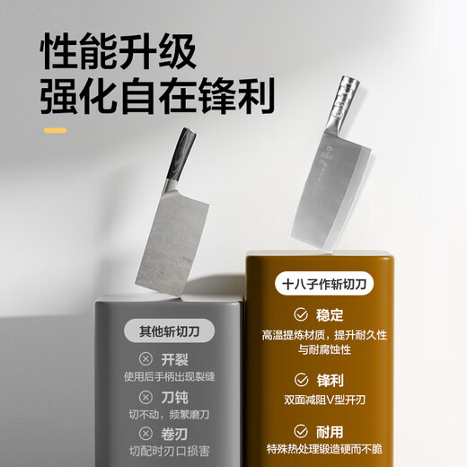 Shibazi Zuo Messer Küchenmesser Haushalt Edelstahl Hackmesser Schneiden von Fleisch Knochen Hackmesser Yangjiang Shibazi Hackmesser Fliegender Ball Verbesserte Version Groß P01