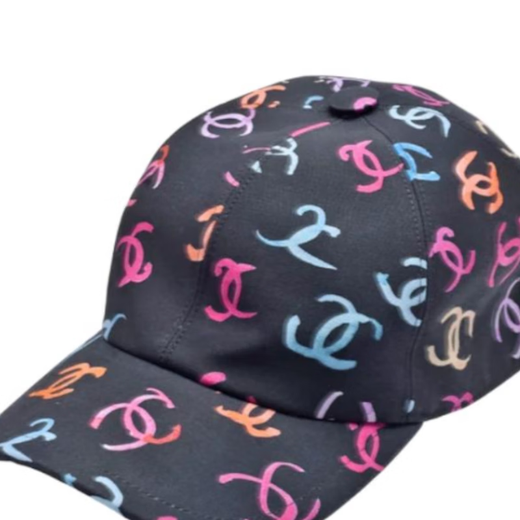 Chanel (Chanel) Double C LOGO Nylon Baseball Cap Women's Black Black One Size