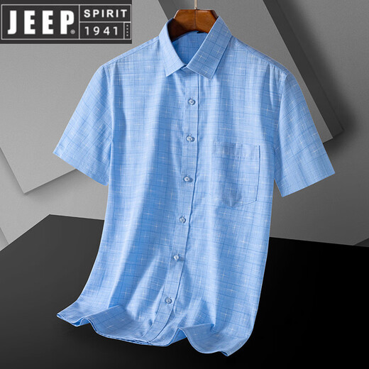Jeep Spirit Daddy Summer Camisa de manga corta Top 2025 Nueva camisa de hombres sueltos casuales Daddy Ropa de manga corta DX6636 38 (peso alrededor de -120 Jin [Jin iguala 0.5 kg])