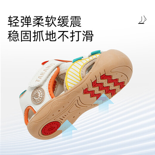 Tylanis Chaussures pour enfants Sandales Baby Summer Nouvelles chaussures de devant Bénéres et filles Baby Anti-Slip Soft Sole Toddler chaussures clés chaussures blanc / jaune 18 longueur intérieure 12,5 Convient pour la longueur du pied 11,8-12,2