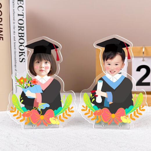 三栖虎学习激励桌面摇头摆件diy定制照片娃娃学生幼儿园中高考毕业立牌 摇头单人897款太阳能电池双用款