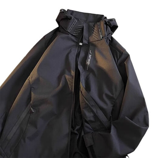 
Men's 2024 new summer thin outdoor three-in-one jacket soft shell mountain climbing suit for women windproof mountaineering 6628 black [men's style] M