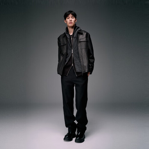 PeaceBird Men's Clothing [Jacket de cuero real] Chaqueta para hombres Top informal de invierno