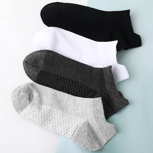 Modale Socken Männer kurze Socken Sommer dünn atmungsaktiv 100% reine Baumwollbootsocken alle Baumwoll-Deodorant und Schweiß absorbiert 2025 schwarz 2 dunkelgrau 2 hellgrau 1 Gesamt 5 Paare Einen Größe für 39-44 Größen geeignet