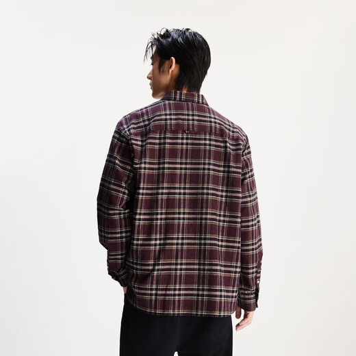 JACK&JONES men's spring new style pure cotton comfortable, soft and exquisite embroidery loose lapel long-sleeved shirt 225305006 F15 burgundy regular M