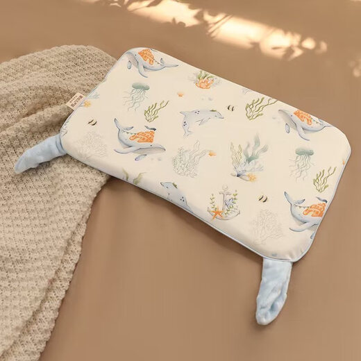 Baby pillow for babies over 6 months old, breathable, special comfort pillow for children aged 1-6 years old, washable and suitable for all seasons, 5-15 months old, pastoral rabbit, pillow height 1.5cm