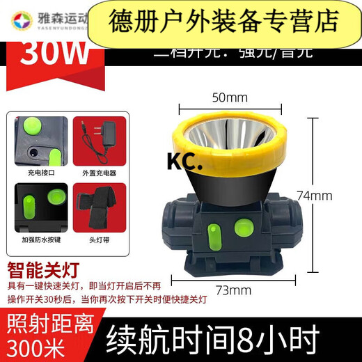 阿尤布户外防水充电锂电池手电筒强光头戴式头灯 YH-01/30W 23中号高亮双锂电YH-1278S升级版