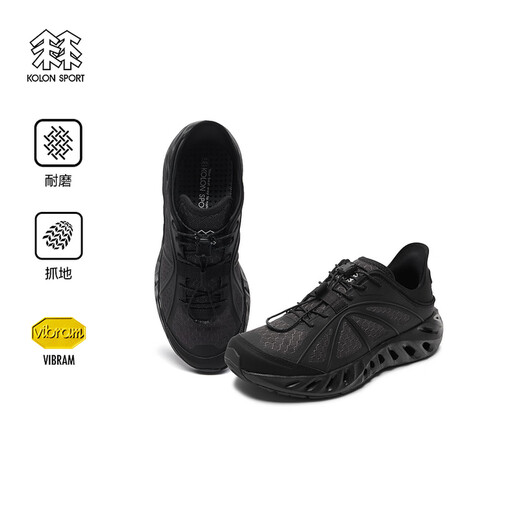 KOLON SPORT/Kolon GALAH 2.0 river tracing shoes, same style for men and women, lightweight, breathable, hollow, non-slip, wear-resistant V-soled outdoor shoes, LUFW5MT250-BK, black 42 (265mm)
