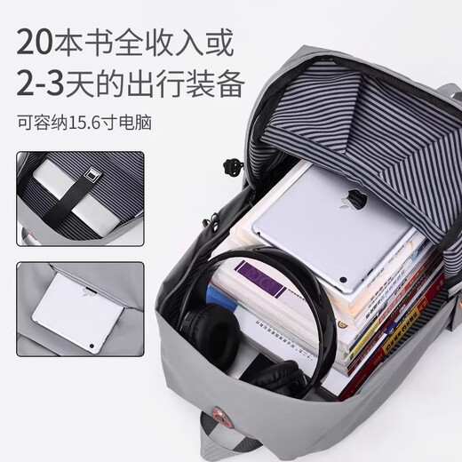 Huili Schoolbag Junior High School High School Boys Gran capacidad Estudiantes universitarios Mochila liviana Mochila casual Bolso de viaje de viaje Gray [Colgante decorativo]