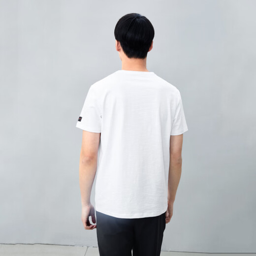 HLA Hailan House short-sleeved T-shirt men's 2019 summer new bamboo plain round neck Chinese style short T-shirt men's model HNTBJ2R146A off-white pattern (E6) 175/92A (50)