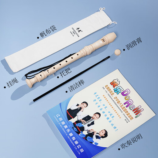 奇美小状元8孔课堂乐器高音德式八孔竖笛（帆布袋、带教材）