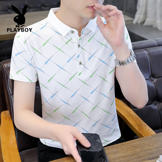 花花公子（PLAYBOY）2025夏季新款Polo衫短袖男潮牌ins修身翻领半袖T恤男士体恤上衣服 F9226卡其 M
