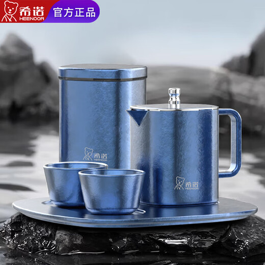 HEENOOR 2025 new pure titanium tea set 5-piece set floral tea cup tea can Rizhao Jinshan