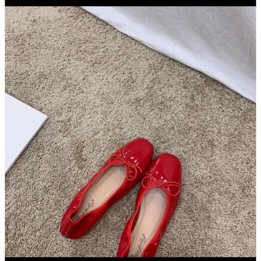 Jingpufei bow with shallow mouth flat single shoes women's ballet shoes red 2025 J683-4 red 40