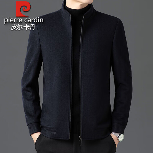 Pierre Cardin 100% Wool Stand Collar Jacket Men's Autumn and Winter New High-end Large Size Stand Collar Woolen Jacket Casual Coat Gray 100% Pure Wool XL 180 Recommended 135-150 Jin Jin equals 0.5 kg