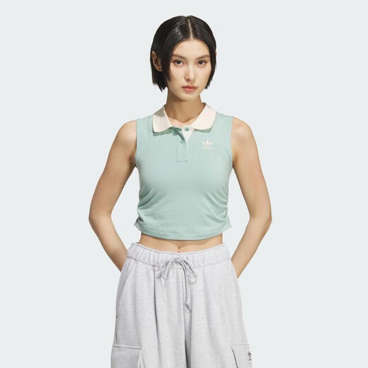 Adidas Originals Clover 2025 Women's POLO PAD TANK Short Sport Tight Lapel Vest KE3894 S