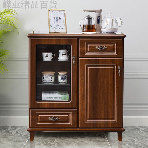 Máquina de barra de té de madera sólida, dispensador de agua doméstica, estilo chino de alta gama totalmente automático 2024 NUEVO gabinete de sala de estar Gabinete integrado 6626 Color de nogal con desinfección, cálida
