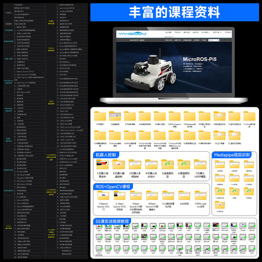 亚博智能（YahBoom）树莓派5机器人AI视觉小车ROS2激光雷达SLAM建图导航识别追踪MicroROS编程 含树莓派5-4GB