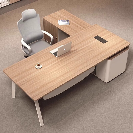 Xinjing simple modern boss office desk and chair combination single office executive desk supervisor manager desk 2.0 meters + side cabinet