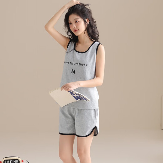 梦特娇（MONTAGUT）背心吊带短裤套装女夏季新款可爱学生居家薄款休闲时尚两件套 w6169# 均码 m
