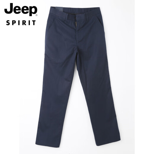 JEEP SPIRIT原单男士休闲裤夏季薄款棉质宽松直筒纯色商务休闲西裤男长裤 藏青色 6625-1 36
