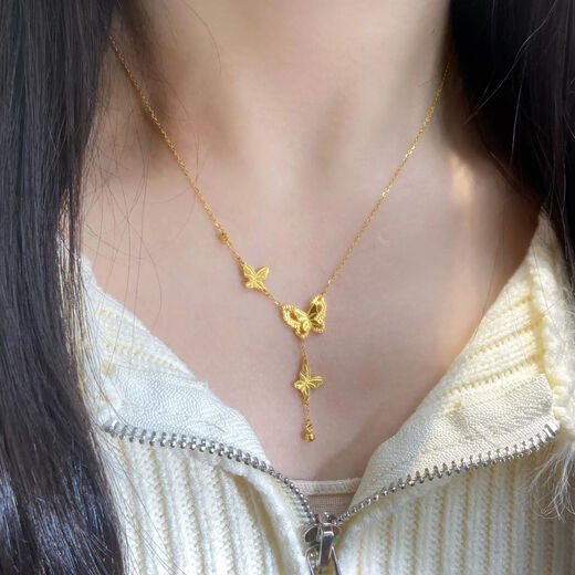 Only double national style 18k gold new Chinese style ancient method high quality sparkling fairy disc necklace women's light luxury super flash clavicle chain pendant sparkling fairy disc necklace